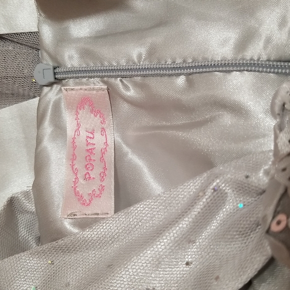 Popatu Toddler Girl's Dress Sequined Glittery Metallic Silver Gray Size 2 - Picture 8 of 10